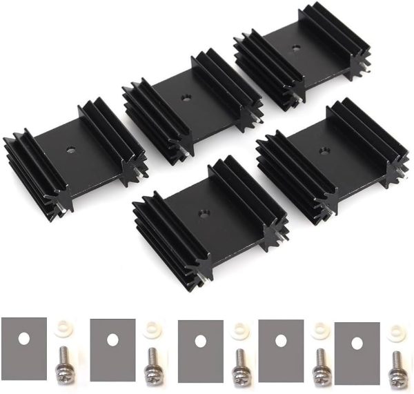 Aluminium Heatsink Easycargo TO-220 25x34x12mm Anodized Black 5-Pack-0